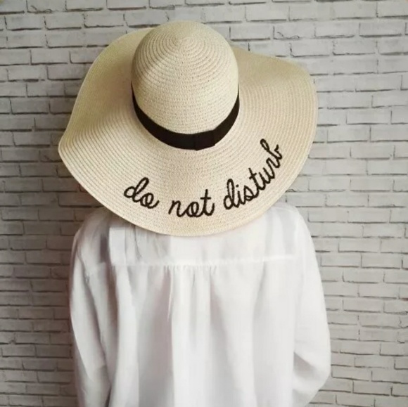 Letter Embroidery Big Brim Sun Straw Hat - Picture 3 of 10